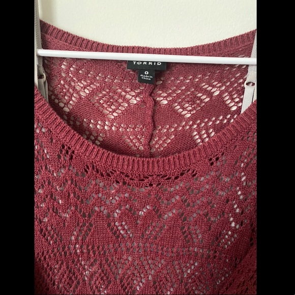 Torrid | Maroon Open Stitch Tunic Sweater - Picture 4 of 5